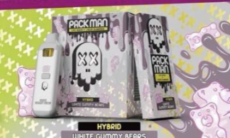 Packman White Gummy Bears Disposable hybrid vape pen with sweet candy flavor and premium disposable vape design