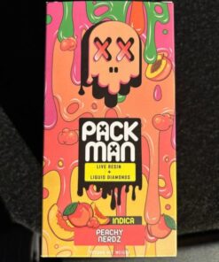 Pack Man Peachy Nerdz (10PC) Master Box disposable vape featuring sweet peach candy flavor, smooth vapor production, and premium portable design