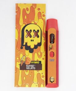 Pack Man Sunset Gelato (HYBRID) disposable vape with creamy dessert-inspired flavor, sleek portable design, smooth vapor production, and premium packman disposable packaging displayed in high-quality detail.