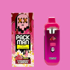 Packman StrawBerry Slurricane Disposable indica vape pen with sweet berry flavor and premium disposable vape design