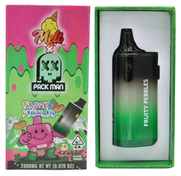 Melt x Packman Fruity Pebbles Disposable Vape featuring sweet fruity cereal flavor, smooth vapor production, sleek portable design, and premium vape performance