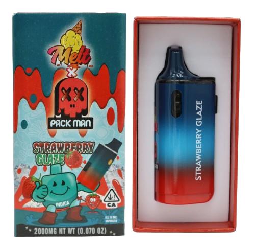 Melt x Packman Strawberry Glaze Disposable Vape with sweet strawberry glaze flavor, smooth vapor production, compact portable design, and premium disposable vape performance