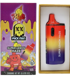 Melt x Packman Super Lemon Haze Disposable Vape featuring bright citrus lemon flavor, smooth vapor production, compact portable design, and premium disposable vape performance