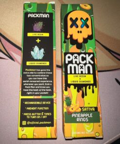 Pack Man Pineapple Rings Disposable (Sativ) vape with sweet tropical pineapple candy flavor, smooth vapor production, and premium portable design