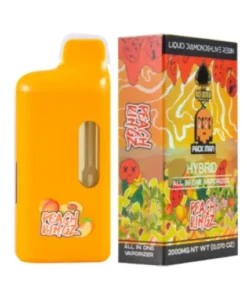 buy PEACH RINGZ Ace x Packman Cart premium vape cartridge featuring authentic Packman branding, sweet peach candy-inspired flavor profile, high-quality Ace hardware, and secure professional packaging.
