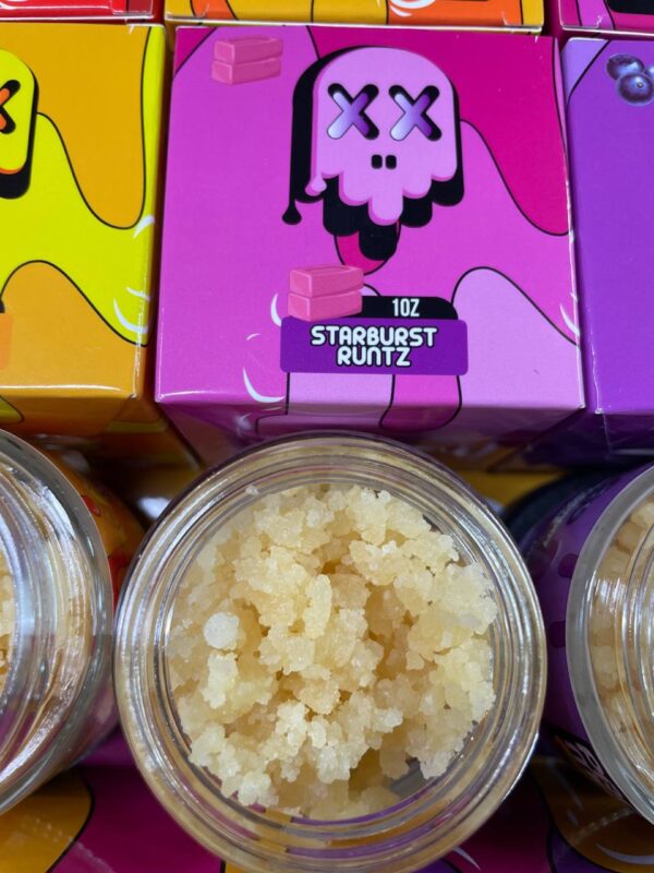 Buy Packman Starburst Runtz Concentrate with authentic Packman packaging, premium concentrate quality, sweet candy-inspired flavor profile, and smooth consistency.